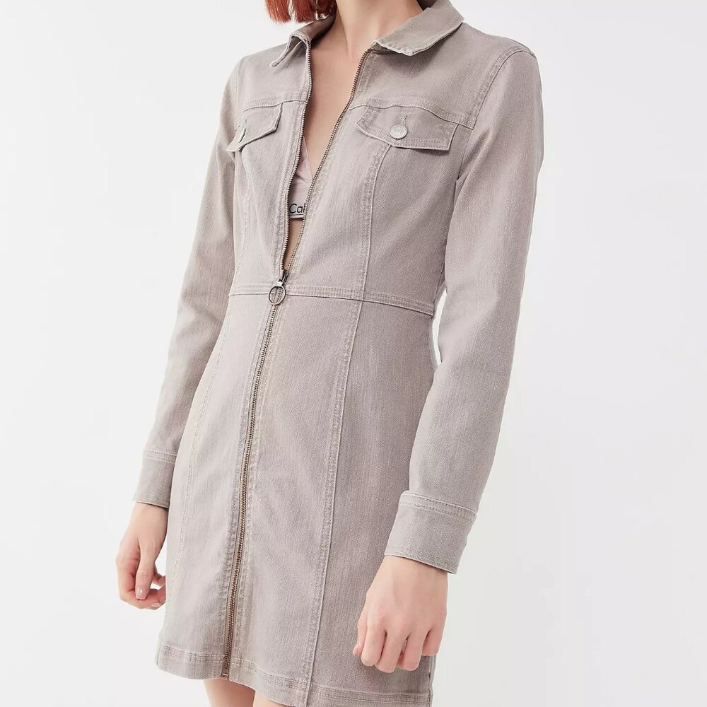 BDG Urban Outfitters Front Zipper Stone Denim Dress Size 6